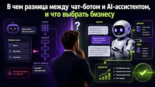 В чем разница между чат-ботом и AI-ассистентом, и что выбрать бизнесу