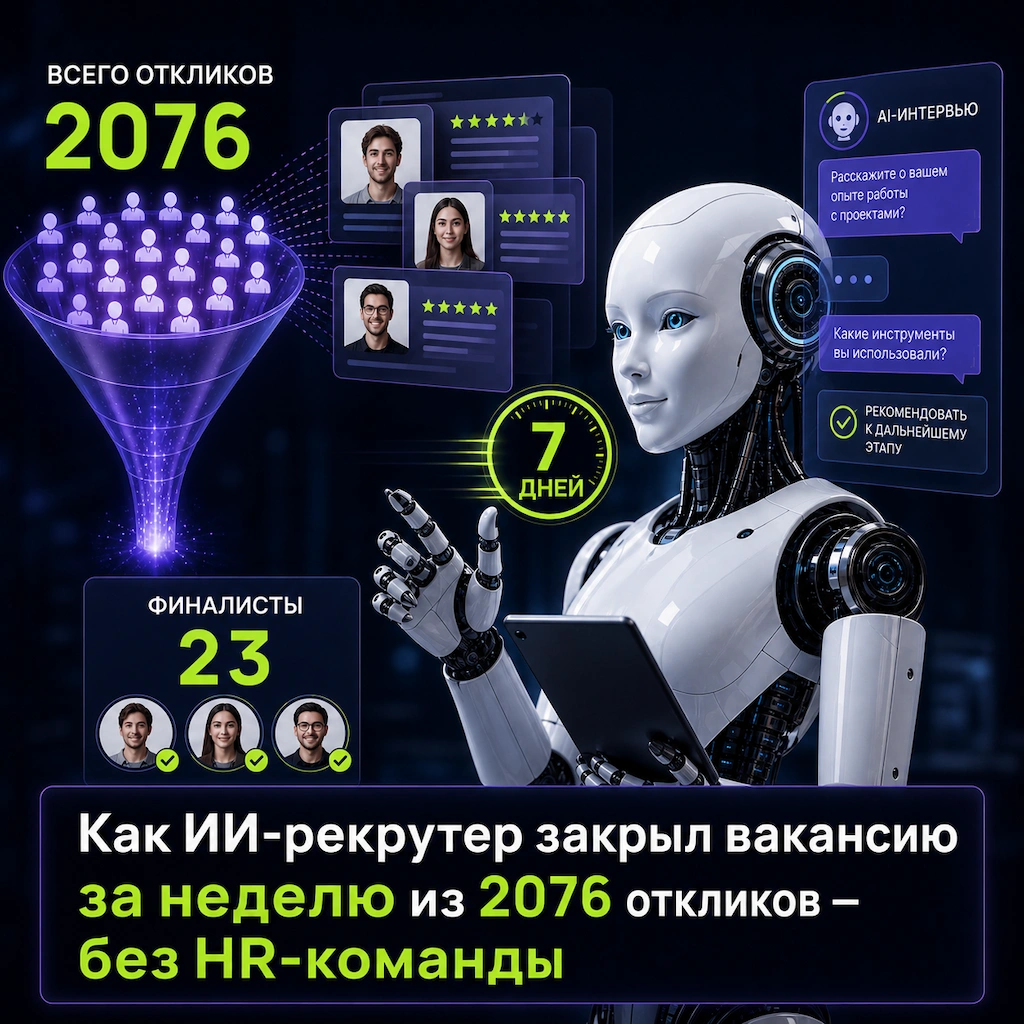 Как ИИ-рекрутер закрыл вакансию за неделю из 2076 откликов – без HR-команды