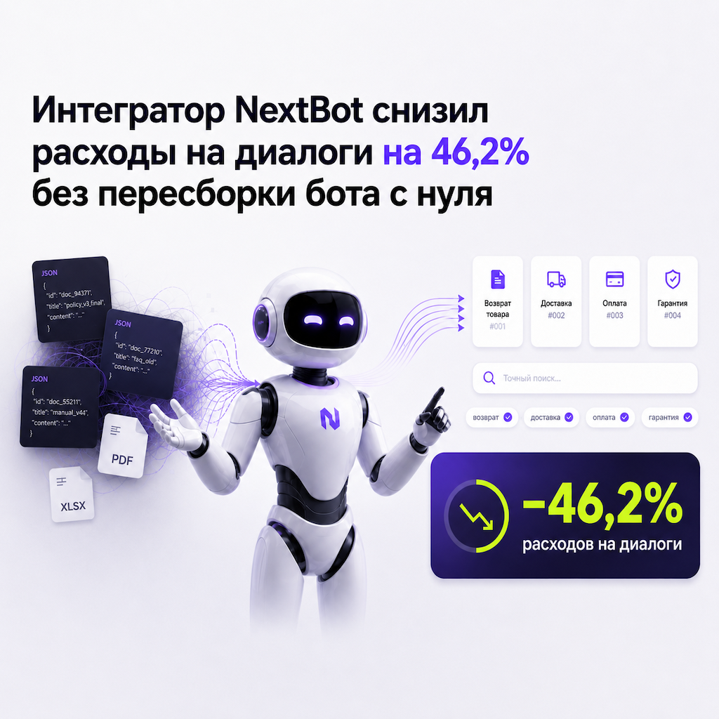Как интегратор NextBot снизил расходы на диалоги на 46,2% без пересборки бота с нуля