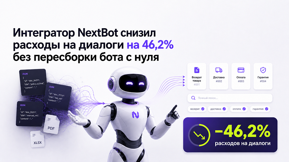 Как интегратор NextBot снизил расходы на диалоги на 46,2% без пересборки бота с нуля