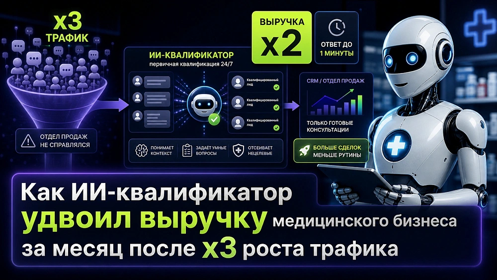 Как ИИ-квалификатор удвоил выручку медицинского бизнеса за месяц после x3 роста трафика