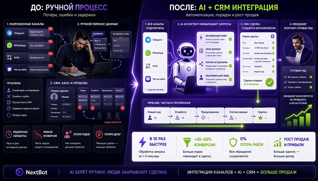 Как интеграция ИИ с CRM упрощает продажи и аналитику